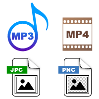 Support mp3, mp4, jpeg and png,